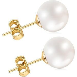 9Mm Pearl Earrings For Women, Handpicked Freshwater Pearl Stud Earrings